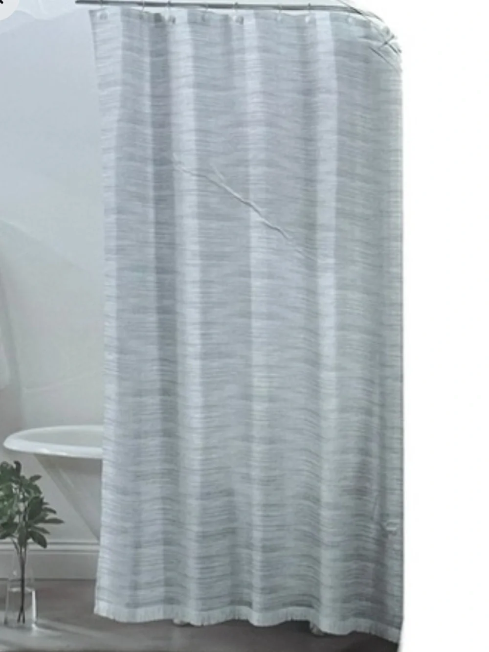 Common Thread cream green white Gray Heather Fringe shower curtain eco-melange